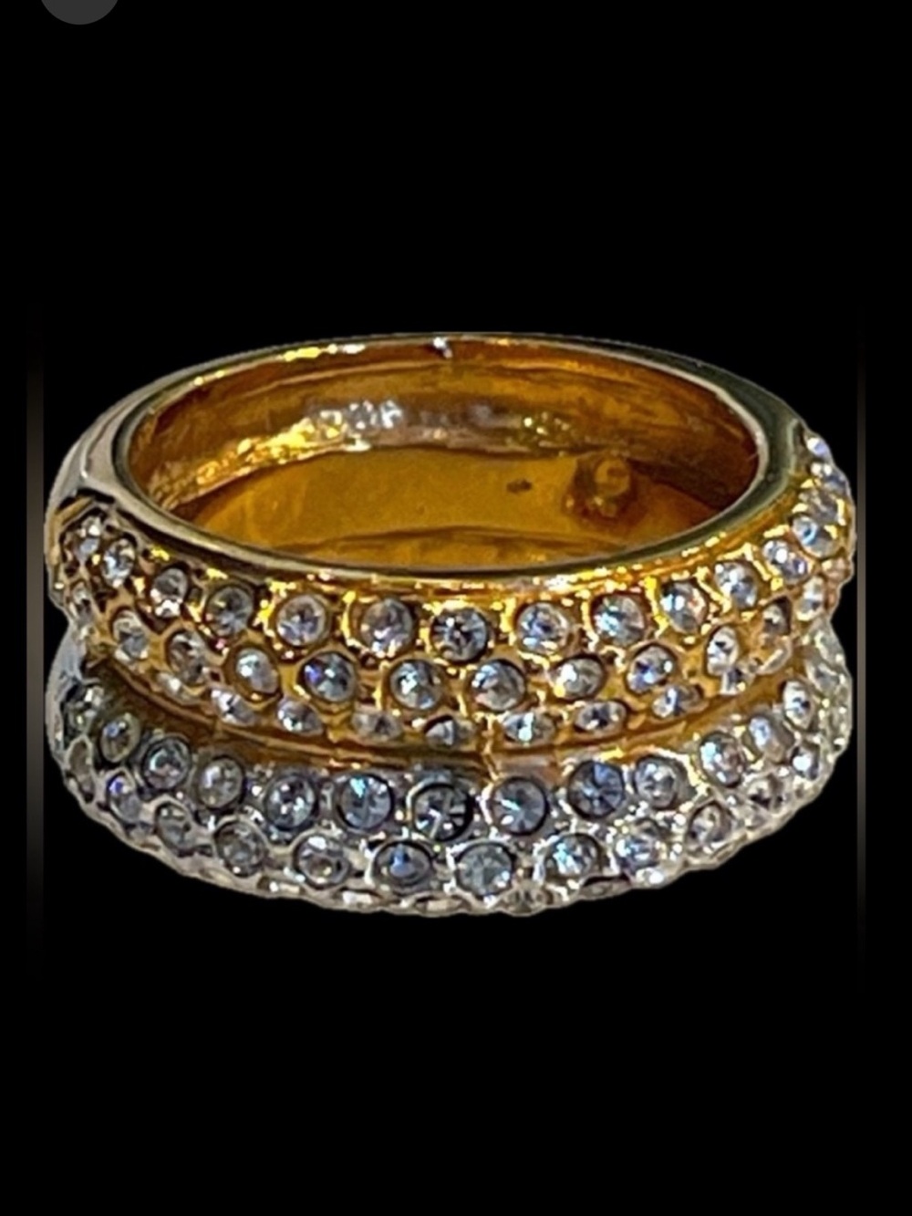 Swarovski crystal  gold silver cocktail statement wedding band Saks Fifth Avenue